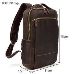 15'' Leather Mens Laptop Backpack Satchel Backpack 15'' Travel Rucksack School Backpack For Men