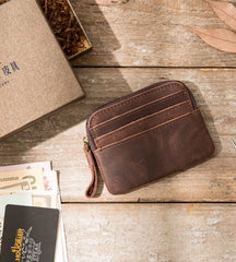 Leather Mens Coin Holders Slim Front Pocket Wallet Change Wallet for Men - iwalletsmen