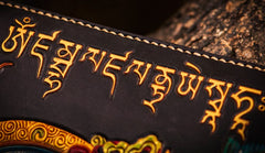 Handmade Leather Tooled Yellow Jambhala Mens Chain Biker Wallet Cool Leather Wallet Zipper Long Phone Wallets for Men