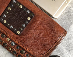 Handmade Genuine Leather Mens Clutch Cool Fashion Wallet Clutch Wristlet Wallet for Men
