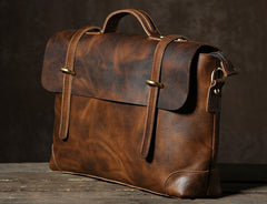 Handmade Leather Mens Cool Messenger Bag Briefcase Work Bag Business Bag Laptop Bag for men