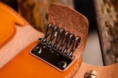 Handmade Leather Biker Mens Cool Car Key Wallet Coin Wallet Pouch Car KeyChain for Men
