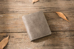 Gray Cool Leather Mens Small Wallet Bifold Vintage Slim billfold Wallet for Men - iwalletsmen