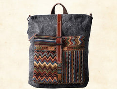 Vintage Canvas Leather Travel Bag Mens Backpack Canvas Canvas School Bag for Men - iwalletsmen