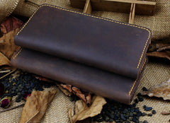 Handmade Leather Mens Cool Travel Long Wallet Card Holder Card Slim Clutch Wallets for Men