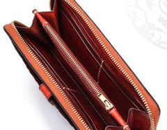 Handmade Leather Mens Chain Biker Wallet Cool Leather Wallet Long Phone Wallets for Men