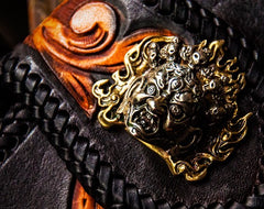 Handmade Leather Tooled Floral Mens Chain Biker Wallet Cool Leather Wallet With Chain Wallets for Men