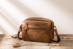 Small Cool Leather Mens Messenger Bags Shoulder Bag  for Men - iwalletsmen