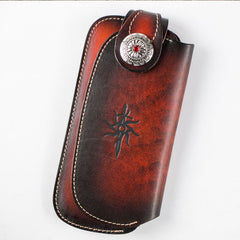 Handmade Leather Mens Cool Long World of Warcraft Leather Chain Wallet Cards Biker Trucker Wallet - iwalletsmen