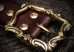 Handmade Genuine Leather Mens Tooled Tiger Belt Custom Cool Leather Men Black Belt for Men