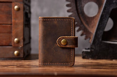 Handmade Leather Mens Cool Wallet Card Slim Wallet Change Coin License Wallet for Men