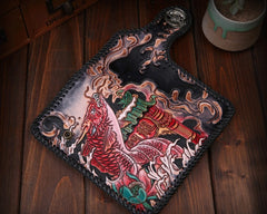 Handmade Leather Carp Mens Chain Biker Wallet Cool Leather Wallet With Chain Wallets for Men