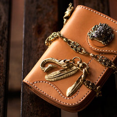 Handmade Leather billfold Mens Chain Biker Wallet Cool Leather Wallet With Chain Wallets for Men