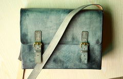 Handmade Vintage Leather Mens Messenger Bags Gray Shoulder Bag for Men - iwalletsmen