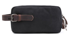 Cool Waxed Canvas Leather Mens Zipper Wristlet Bag Vintage Clutch Zipper Bag for Men - iwalletsmen