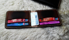 Vintage Leather Mens Slim Coffee Small Wallet Leather Bifold Wallets for Men - iwalletsmen