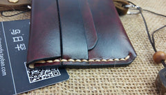 Handmade Leather Mens Small Front Pocket Wallet Leather Card Wallets for Men - iwalletsmen