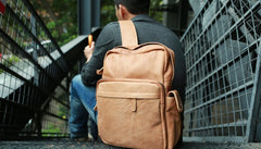 Leather Brown Mens Backpacks Cool Travel Backpack Laptop Backpack for men - iwalletsmen