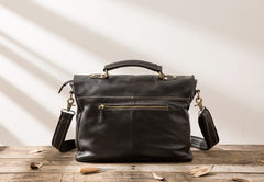Black Leather Mens Large Briefcase Work Bag Laptop Bag Business Bag for Men - iwalletsmen
