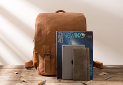 Cool Brown Mens Leather Backpacks Travel Backpacks Laptop Backpack for men - iwalletsmen