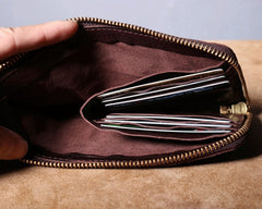 Handmade Genuine Leather Mens Cool Biker Chain Wallet Long Leather Wallet Slim Clutch Wristlet Wallet for Men