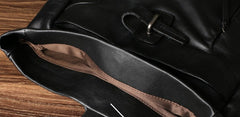 Genuine Leather Mens Cool Backpack Sling Bag Large Black Travel Bag Hiking Bag for men