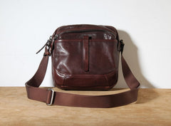 Genuine Leather Mens Cool Small Messenger Bag Sling Bag Chest Bag Bike Bag Cycling Bag for men