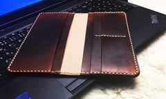 Vintage Leather Bifold Mens Long Wallet Coffee Leather Long Wallets for Men - iwalletsmen