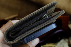 Handmade Leather Mens Cool Slim Leather Wallet Men billfold Wallets Bifold for Men
