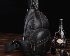 Cool Leather Mens Sling Bag Sling Shoulder Bags Sling Backpack Chest Bag for men - iwalletsmen