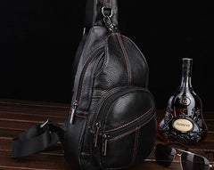 Cool Leather Mens Sling Bag Sling Shoulder Bags Sling Backpack Chest Bag for men - iwalletsmen