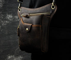 Cool Leather Biker Drop Leg Bag Mens Belt Pouch Waist Bag Shoulder Bag for Men - iwalletsmen