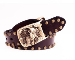 Handmade Genuine Leather Punk Rock Elephant Mens Cool Men Biker Trucker Leather Belt