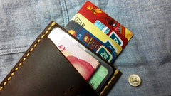 Leather Mens Slim Front Pocket Wallets Dark Brown Leather Cards Wallet for Men - iwalletsmen
