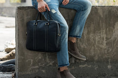 Cool Black Leather Mens Briefcase Work Bag Laptop Bag Business Bag for Men - iwalletsmen