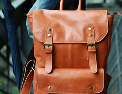 Cool Brown Mens Leather Backpack Travel Backpack School Backpacks for men - iwalletsmen