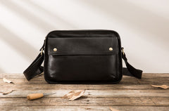 Cool Leather Black Mens Messenger Bag Vintage Shoulder Bag  for Men - iwalletsmen
