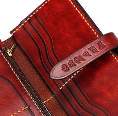 Handmade Leather Mens Clutch Cool Leather Wallet Long Phone Wallets for Men