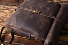 Handmade Leather Mens Cool Backpack Sling Bag Large Black Travel Bag Hiking Bag for men