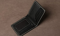 Handmade Leather Mens Cool Slim Leather Wallet Card Wallet Holders Men Small Wallets Bifold for Men