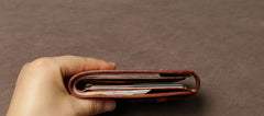 Handmade Leather Mens Cool Slim Leather Wallet Card Wallet Holders Men Small Wallets Bifold for Men