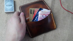Vintage Leather Mens Slim Front Pocket Bifold Small Wallets Card Wallet for Men - iwalletsmen