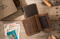 Coffee Cool Leather Mens Small Wallets Bifold Vintage Slim billfold Wallet for Men - iwalletsmen
