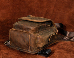 Cool Biker Mens Leather Drop Leg Bag Side Bag Belt Pouch Waist Bag Shoulder Bag for Men - iwalletsmen