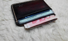 Leather Mens Slim Front Pocket Wallets Dark Brown Leather Cards Wallet for Men - iwalletsmen