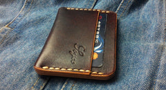 Handmade Leather Mens Slim Front Pocket Wallets Leather Card Wallet for Men - iwalletsmen