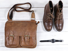 Vintage Brown Cool Leather Mens Messenger Bag Shoulder Bags for Men - iwalletsmen