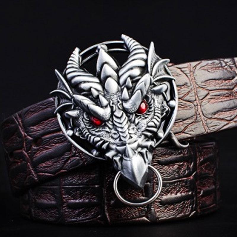 [On Sale]Handmade Genuine Leather Punk Rock Dragon Mens Cool Men Biker Trucker Leather Belt