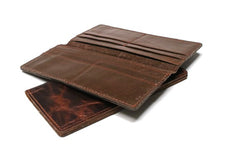 Coffee Leather Long Wallets for men Slim Bifold Vintage Men Long Wallet - iwalletsmen