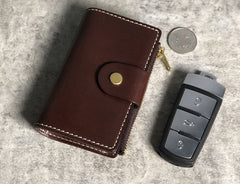 Handmade Leather Mens Cool Key Wallet Car Key Change Coin Card Holder Car Key Case for Men